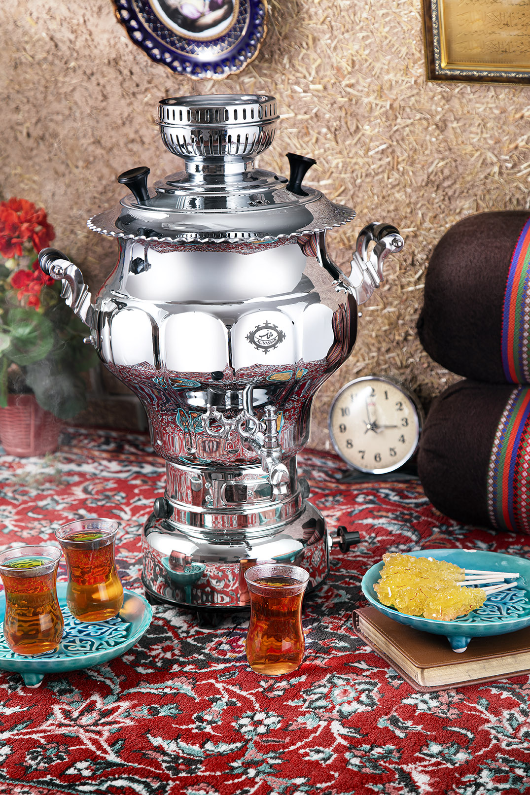 سماور گازی عالی نسب پیلوت دار مدل نقشینه ۶ لیتری